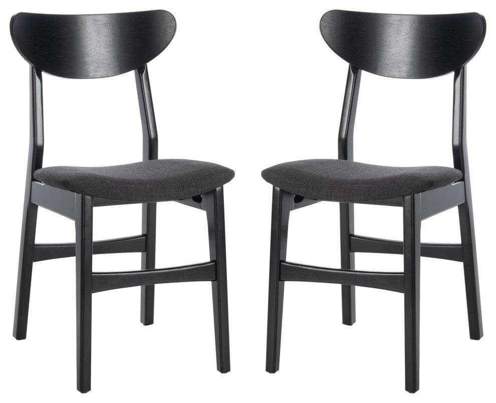 Safavieh Lucca Retro Dining Chair, Set of 2, Black/Black