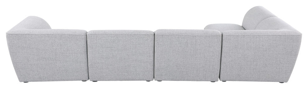 Miramar Linen Textured Fabric  5-Piece Modular L-Shaped Sectional, Grey
