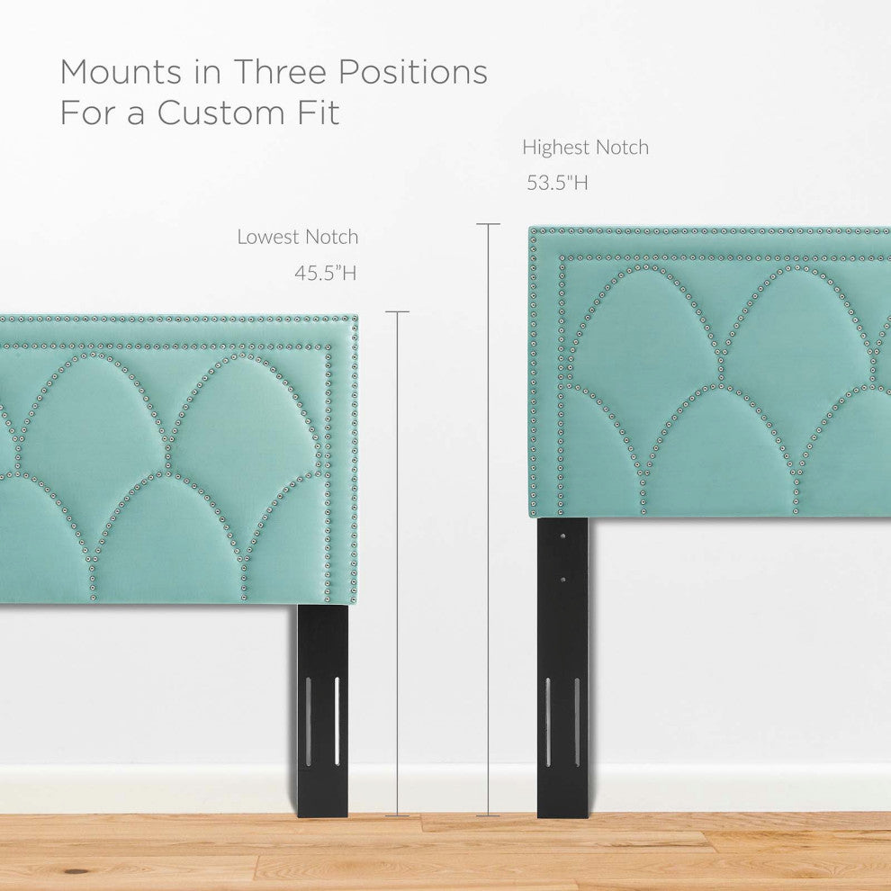 Greta Performance Velvet Twin Headboard, Mint