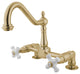Kingston Brass Two-Handle Bridge Kitchen Faucet, Polished Brass