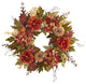 24" Peony, Hydrangea and Pumpkin Fall Artificial Wreath