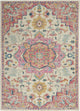 7" x 10" Ivory and Pink Medallion Area Rug