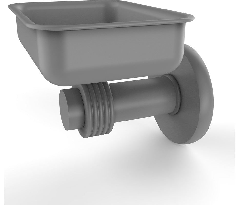 Mercury Wall Mounted Soap Dish with Groovy Accents, Matte Gray