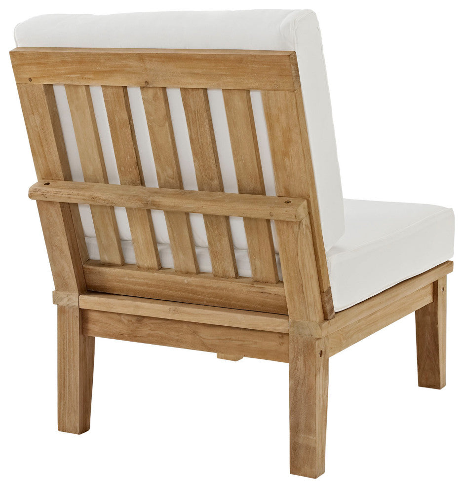 Natural White Marina Armless Outdoor Patio Teak Sofa