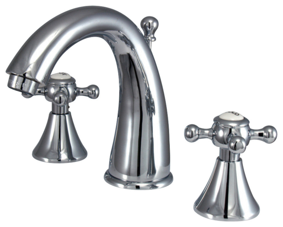 Kingston Brass Widespread Bathroom Faucet With Brass Pop-Up, Polished Chrome