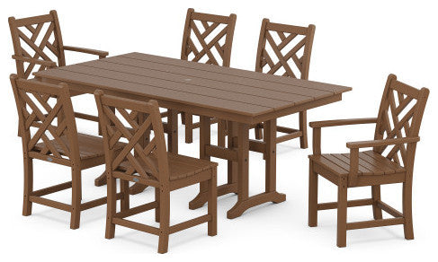 Chippendale 7-Piece Farmhouse Dining Set, Teak