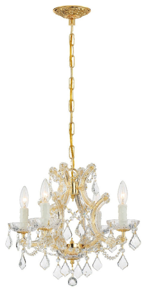 Crystorama 4474-GD-CL-I, 4-Light Mini Chandelier, Gold