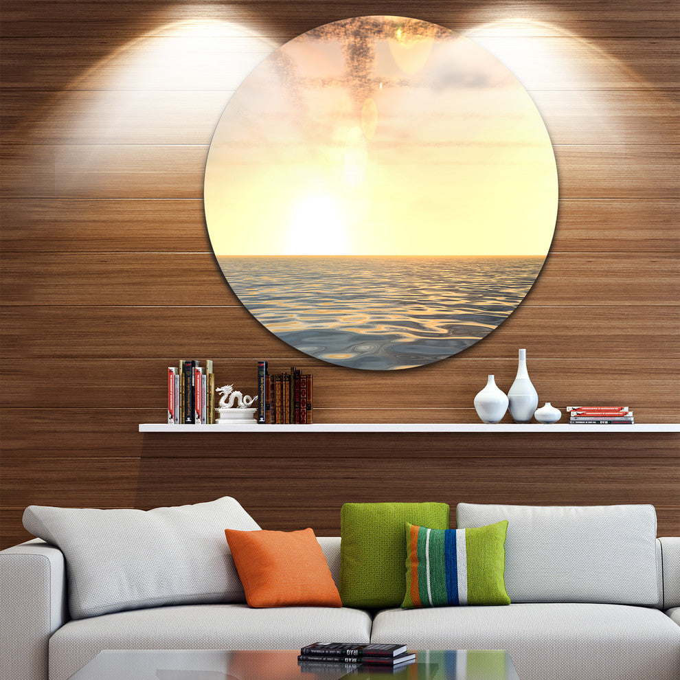 Beautiful Seascape With Clouds Over, Beach Round Wall Art, 36"