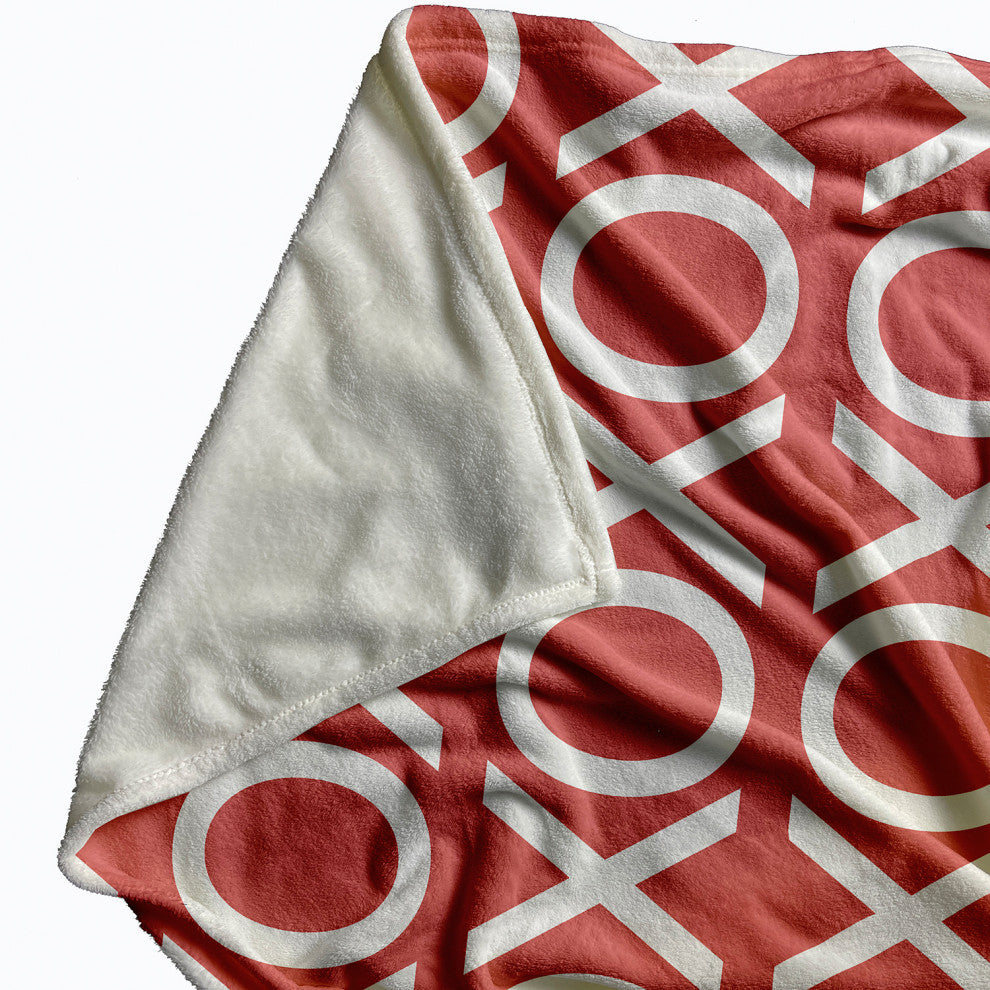60 x 80 in Hugs and Kisses Valentine's Throw Blanket, Coral