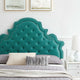 Tufted Platform Bed Frame, King Size, Velvet, Teal Blue, Modern Contemporary