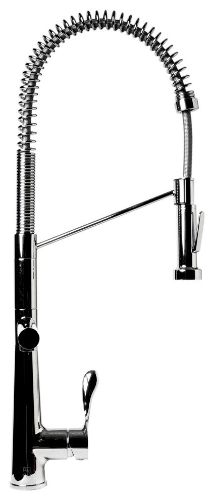 Double Spout Commercial Spring Kitchen Faucet, Polished Chrome