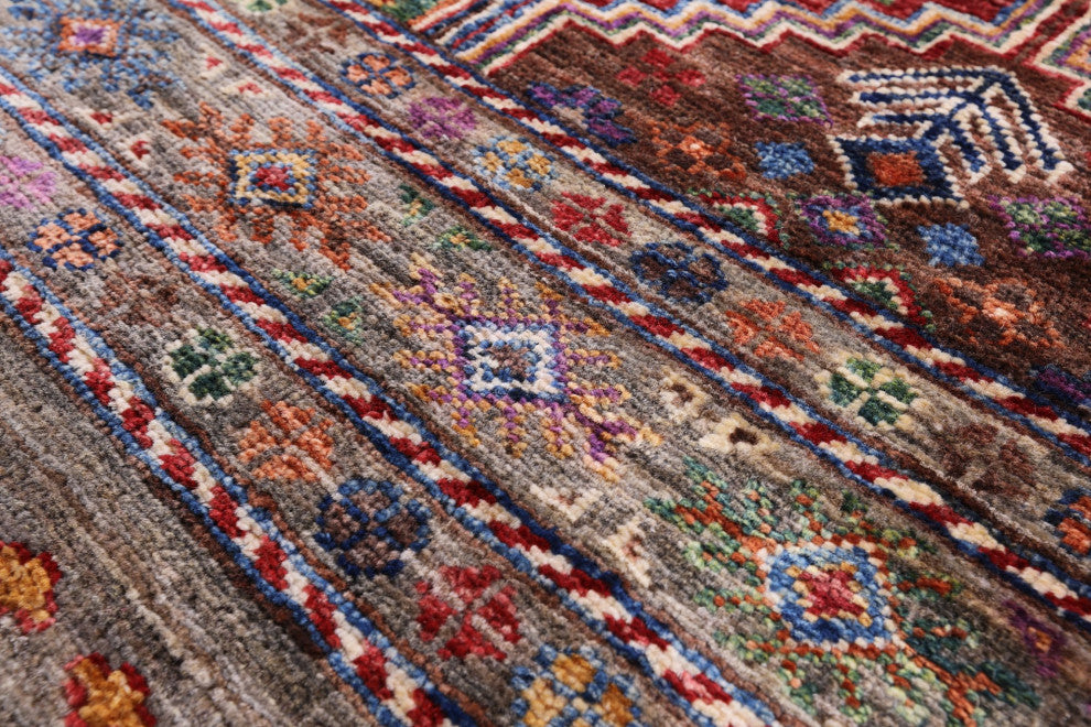 6' 7" X 9' 6" Super Kazak Khorjin Hand Knotted Wool Rug Q9667