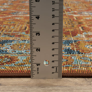 Nicholas Distressed Traditional Rust/ Blue Area Rug, 2' x 3'3"