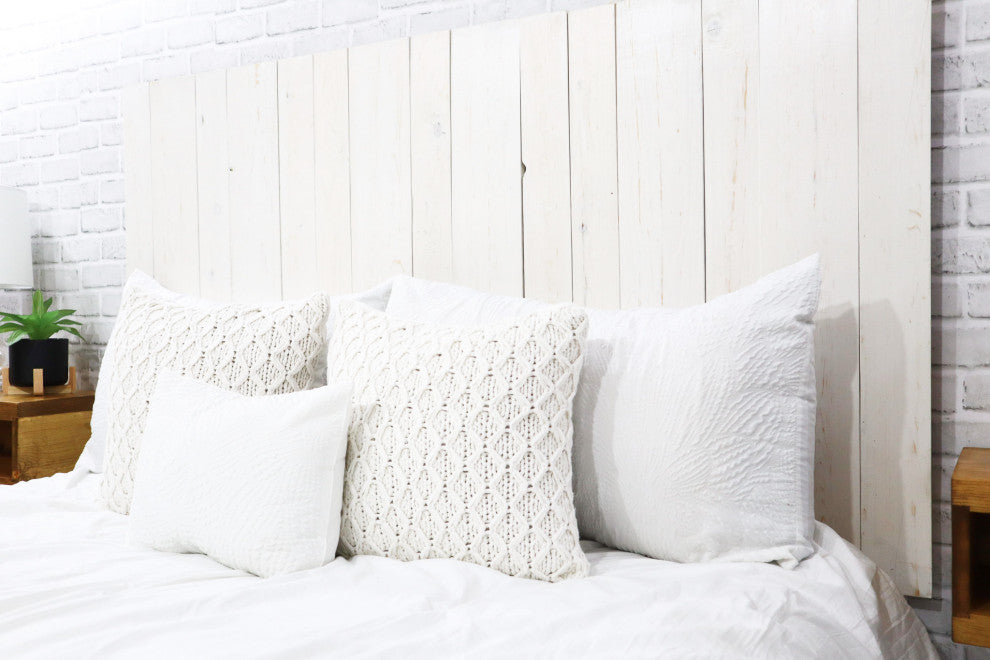 Handcrafted Headboard, Hanger Style, Whitewash, Full