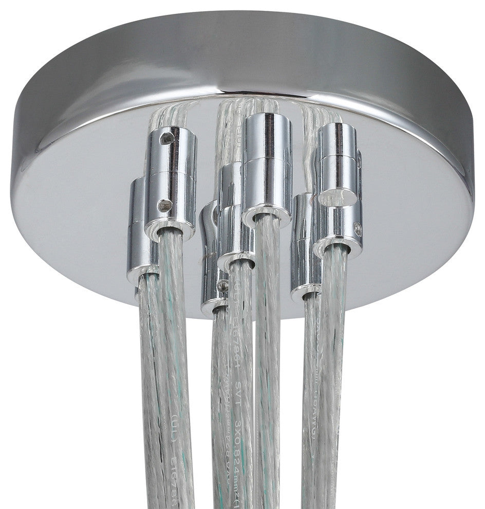 Woodbridge Lighting Alicia Tight Pendant Cluster, Chrome, 7l - 32"d, Opal & Led