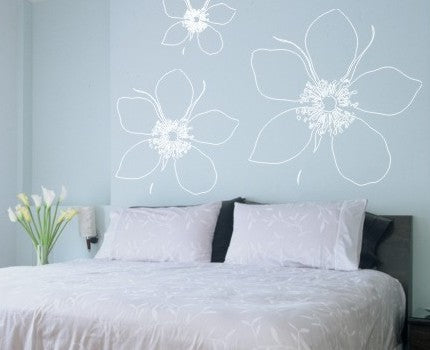 Big Flower Wall Decal, 22", 16" and 12", Eggplant