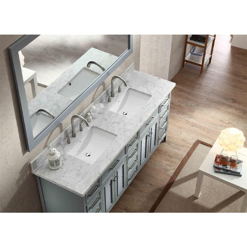 Ariel Kensington 73" Traditional Double Sink Vanity, Gray