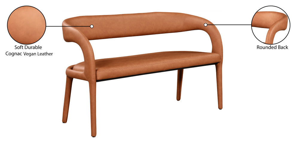 Sylvester Faux Leather Bench, Cognac