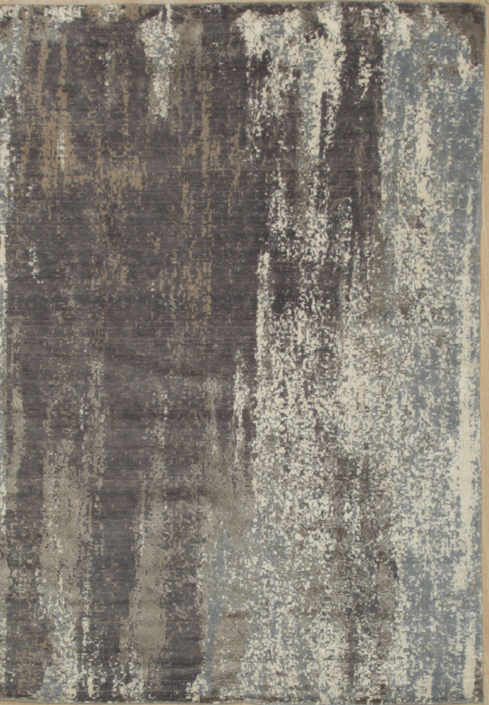 Gray Contemporary Abstract Hand Crafted Area Rug