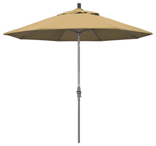 9' Grey Collar Tilt Lift Fiberglass Rib Aluminum Umbrella, Olefin, Champagne