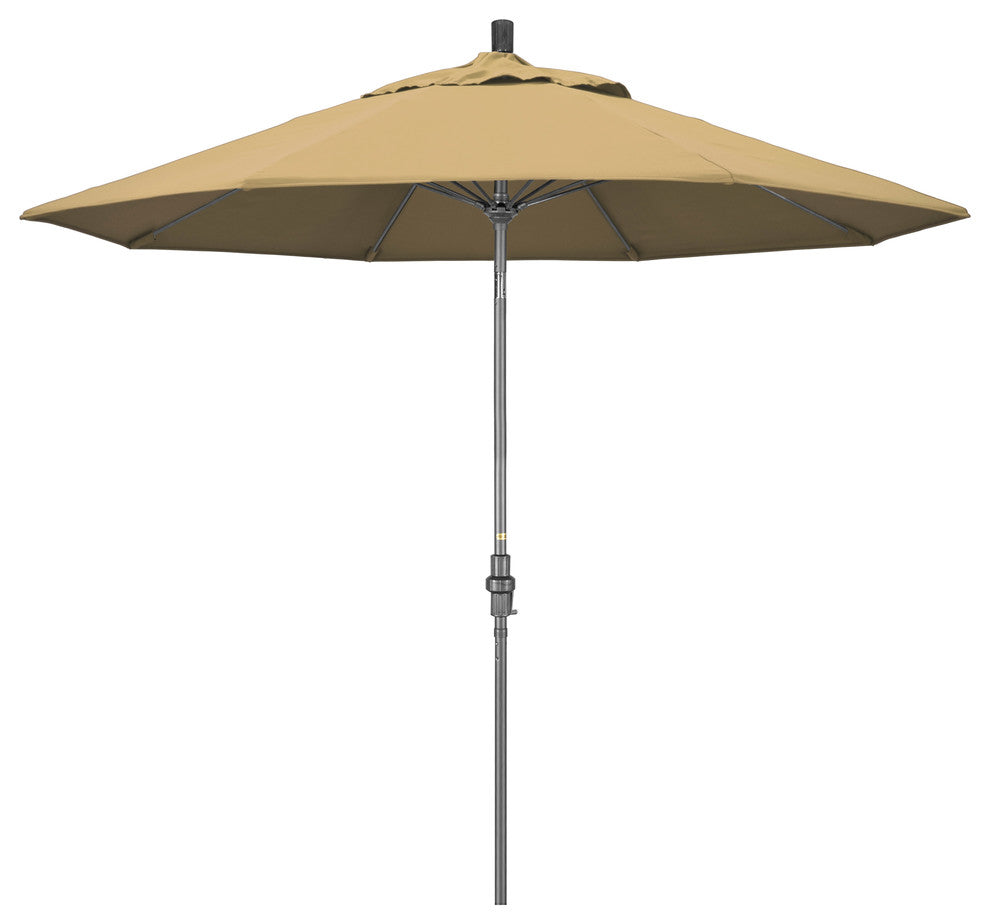 9' Grey Collar Tilt Lift Fiberglass Rib Aluminum Umbrella, Olefin, Champagne
