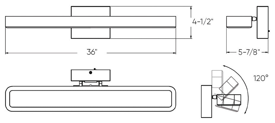 Aria 36" Rectangular Swivel LED Vanity Wall Sconce