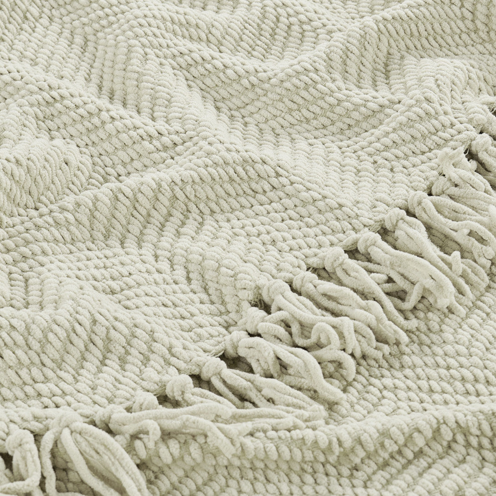 Tweed Knitted Throw Blanket, Oatmeal, 50"x60"