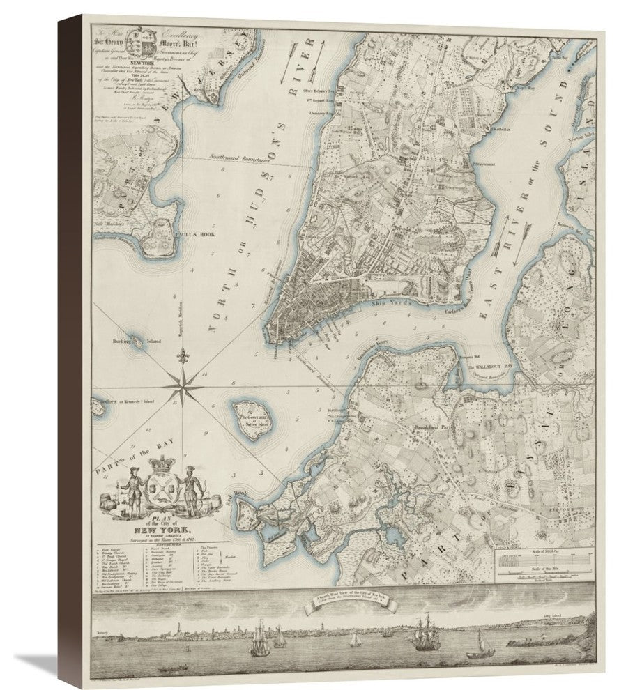 Plan, New York, Copied From The Ratzger Map, Decorative Blue Shading, 20"x24"