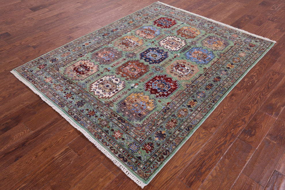 5' 0" X 6' 5" Fine Turkmen Ersari Handmade Rug Q11289