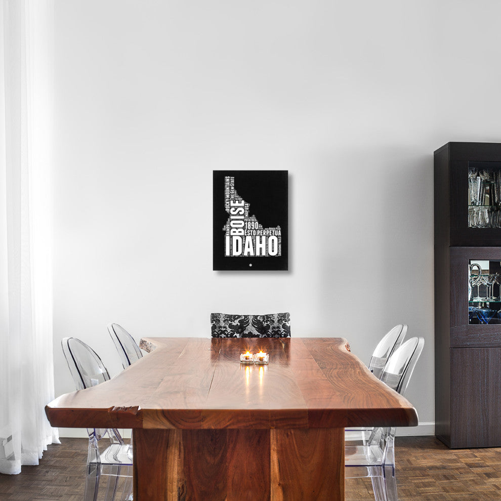 "Idaho Black and White Map" Fine Art Print