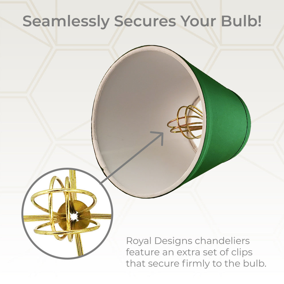 Royal Designs Empire Flame Clip On Chandelier Lamp Shade, Green, Set of 6