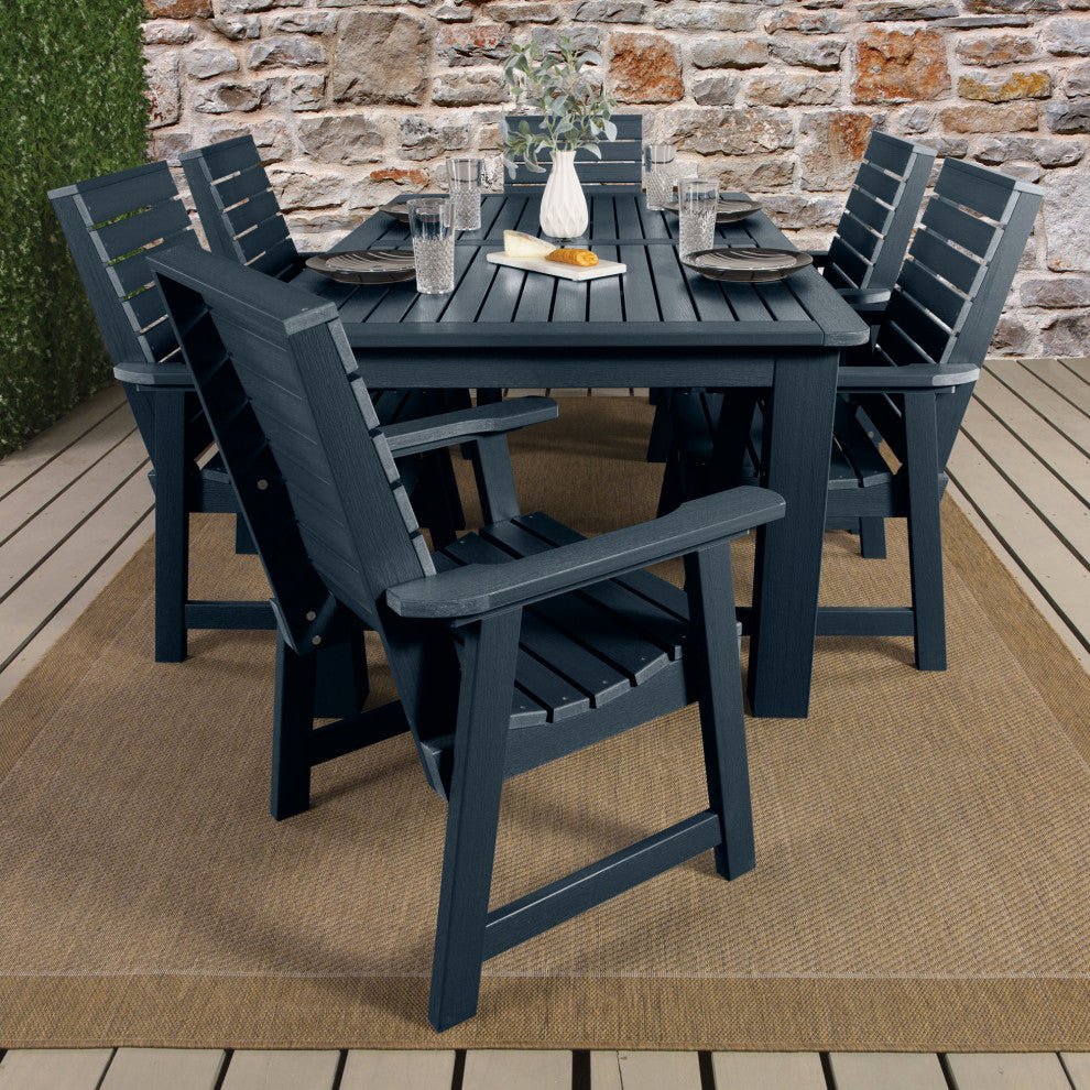 Glennville 7-Piece 42x72 Dining Set, Weathered Acorn, Federal Blue