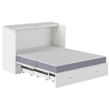 AFI Hamilton Queen Solid Wood Murphy Bed Chest with Built-In Charger in White