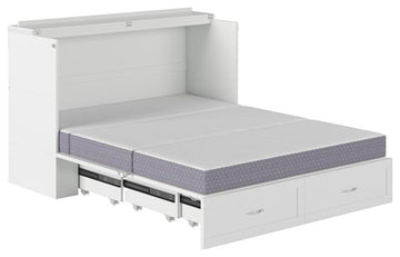 AFI Hamilton Queen Solid Wood Murphy Bed Chest with Built-In Charger in White