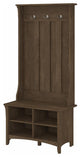 Bowery Hill Furniture Salinas Hall Tree with Shoe Storage Bench in Ash Brown