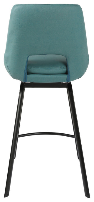 Carise Blue Faux Leather and Black Metal Swivel 26" Counter Stool