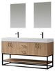 Alistair Vanity, North American Oak, Matte Black Hardware, 60" Double Sink, With Mirror