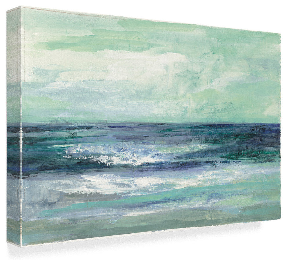 Silvia Vassileva ''Tide Green And Teal'' Canvas Art, 19"x12"