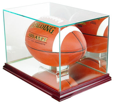 Rectangle Football Helmet Display Case, Cherry