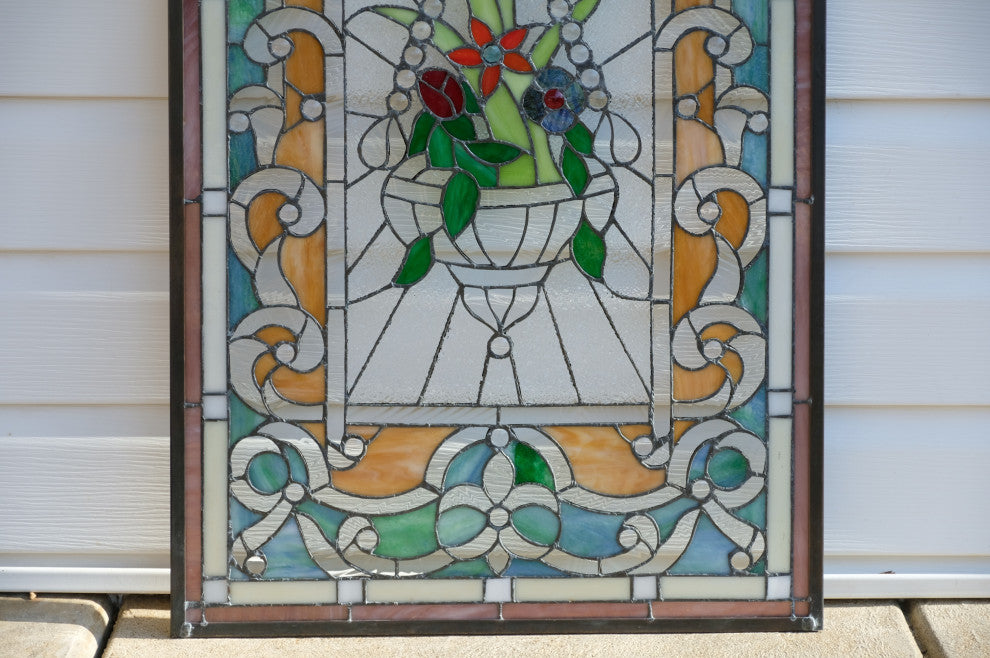 20.25" x 34.25" Large Handcrafted glass window panel QA2034120