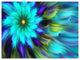 Massive Blue Green Fractal Flower, Floral Canvas Art Print, 40"x30"