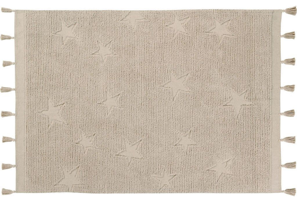 Hippy Stars Washable Rug, Natural