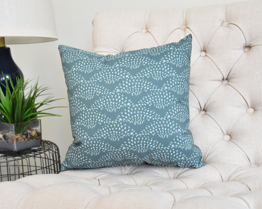 Fan Dance 20" Green Geometric Print Decorative Throw Pillow