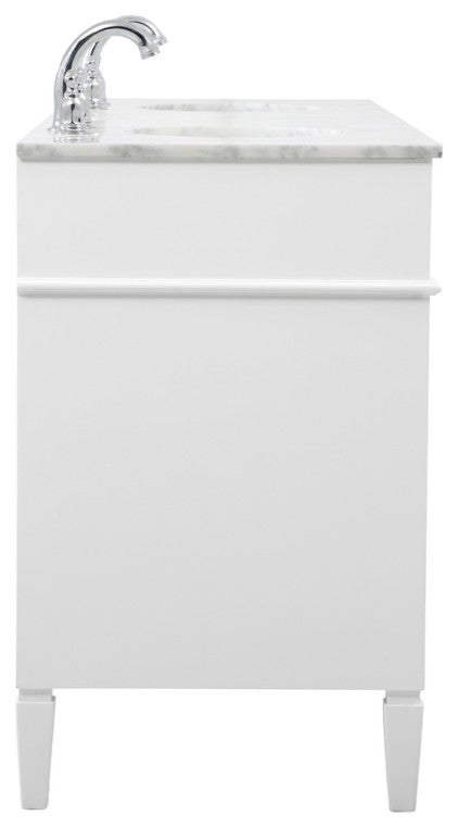 Home Living Vanity with Carrara White Marble Countertop, White, 72", Double Sink