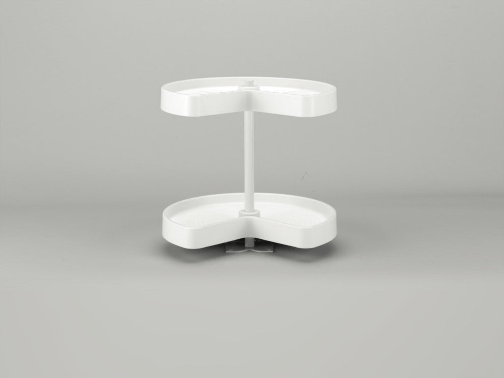 Polymer Kidney 2-Shelf Lazy Susan for Corner Wall Cabinet, White