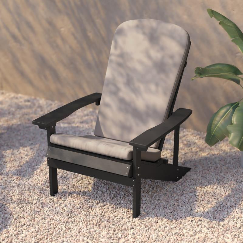 Charlestown Set of 2 Adirondack Chairs with Cushions, Slate Gray/Cream