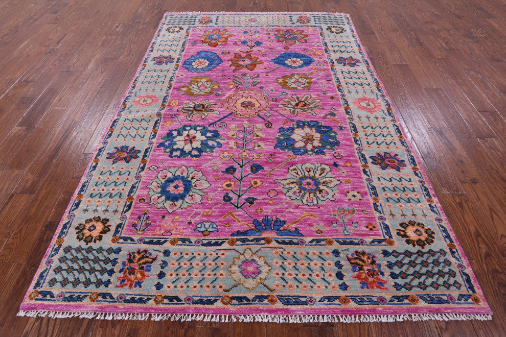 Hand-Knotted Turkish Oushak Wool Rug 5' 11" X 8' 11" - Q15462