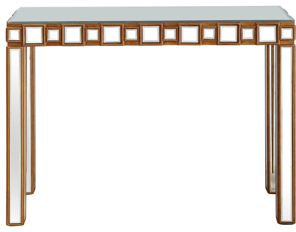 Square Reflective Mirror Console Table
