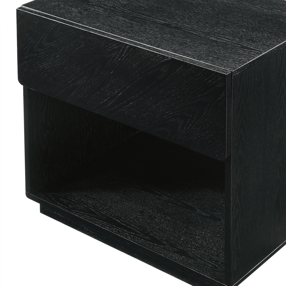 Petra 1 Drawer Wood Nightstand, Black Finish