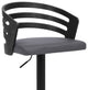 Adele Adjustable Height Swivel Gray Faux Leather and Black Wood Bar Stool